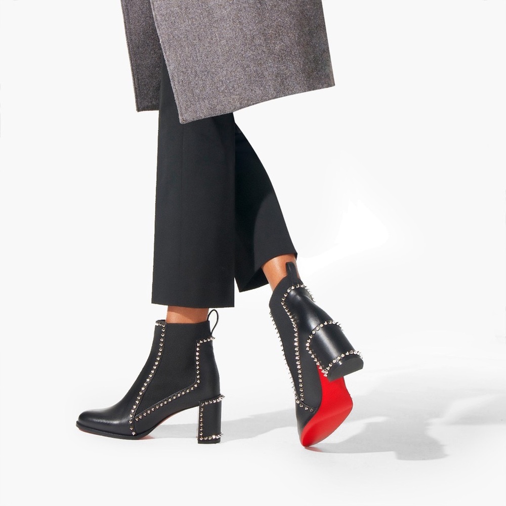 Christian Louboutin | Out Line Spiked Leather Ankle Boots - Picture 4 of 15